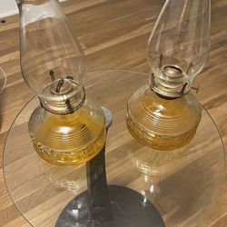 Antique Clear Glass Pedestal Oil Kerosene Lamps Base (QUINQUES)