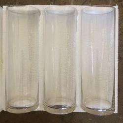 Glass Vases 12” Tall By 4” Diameter 