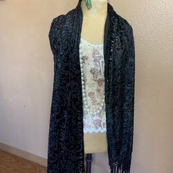 Vintage Velvet Fringe Wrap