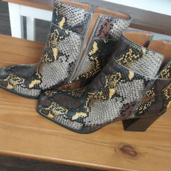 Franco Sarto Leather Snake Skin Boots 