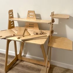 WFH Modular Sitting Standing Desk Birch Timber