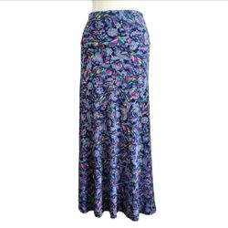 LULAROE Maxi Skirt Paisley & Feathers Womens Size XS
