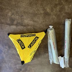 NEW-Two (2) Sets 22" Wet floor-Safety Cone With Wall Mount Storage Tube