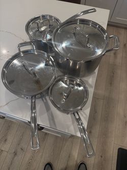 Cuisinart MultiClad Pro Stainless Steel Cookware – 4 Pots/Pans with Lids