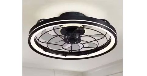 19 in. Indoor Black Ceiling Fan with Integrated LED Light Modern Farmhouse Flush Mount Ceiling Fan
