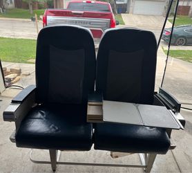 Vintage Airplane First/Business Class Double Seats w/ Tray Tables