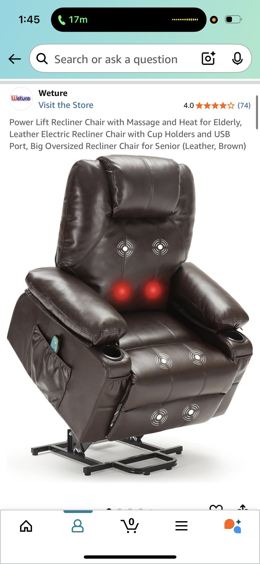 Recliner Chair with Ejector Seat and Heat and Massage Function