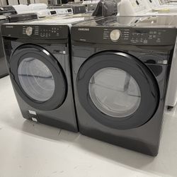 New Washer Dryer Set Black Front Load Stackable 
