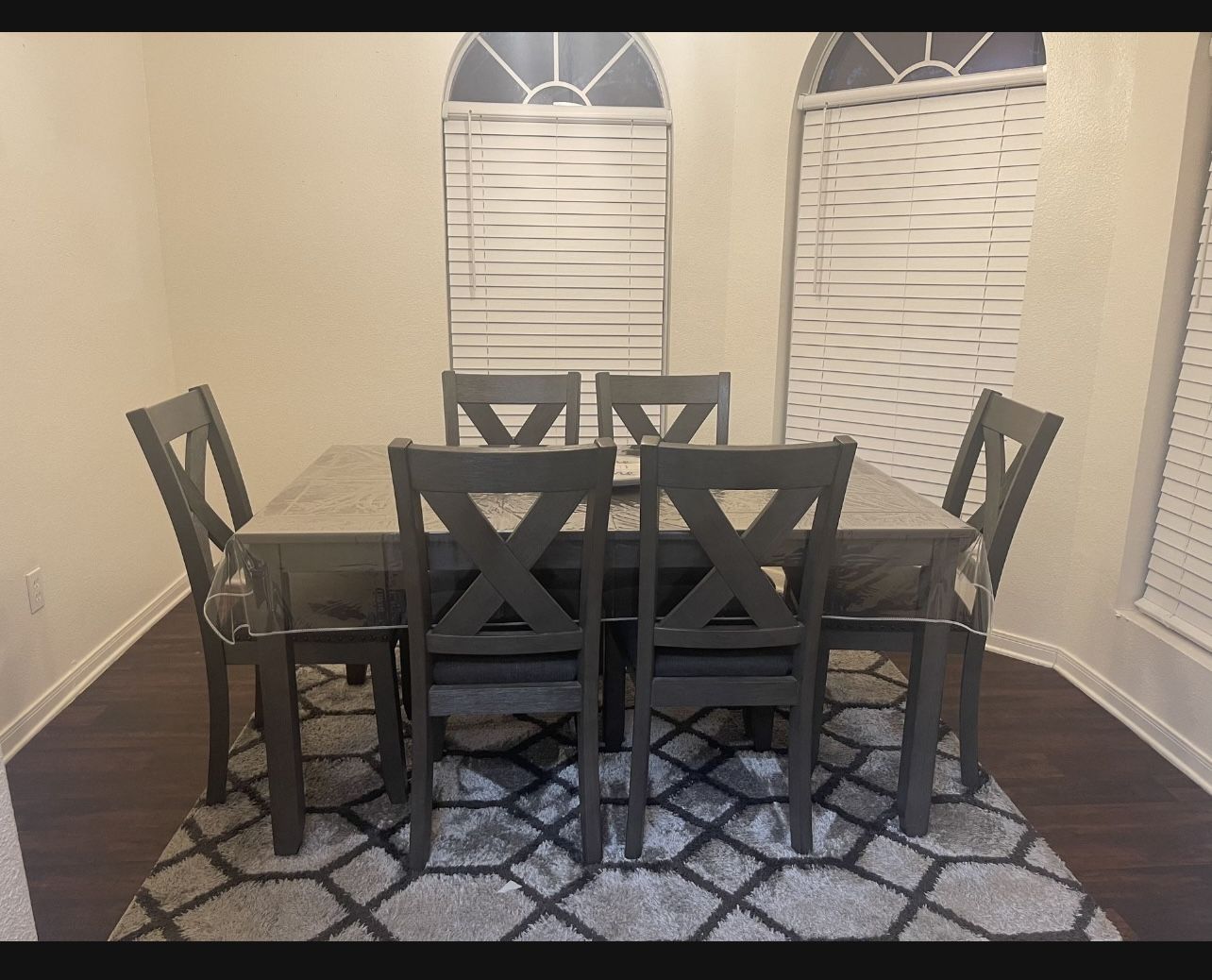 Grey Table With Six Chairs Like New