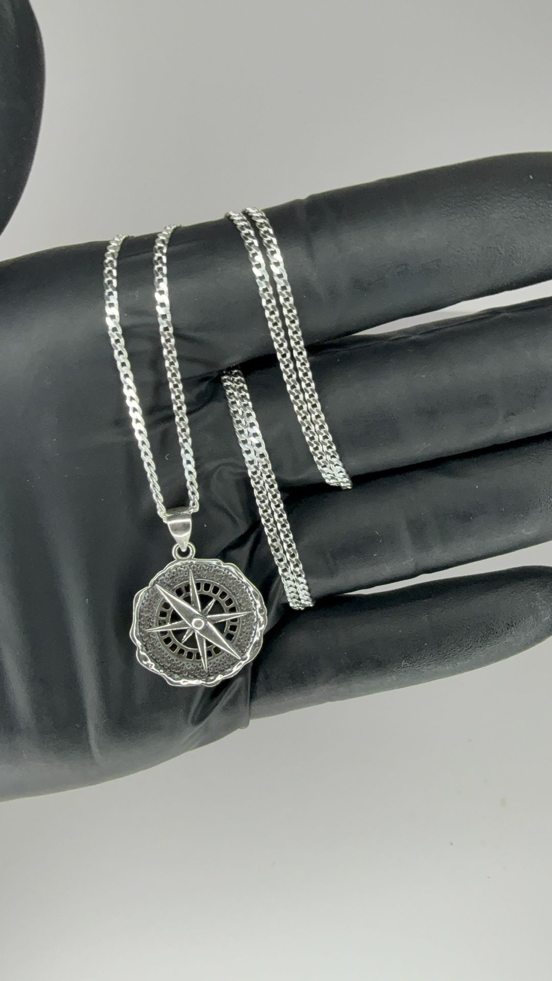 CUBAN NECKLACE 24”inch & PENDANT 925 STERLING SILVER