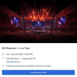 Ed Sheeran Tickets - GA Floor 