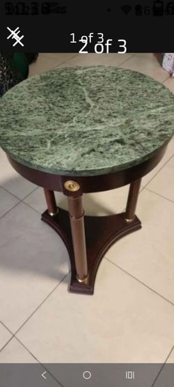 Vintage Bombay Company Regency-Style Accent Table With Green Marble Top