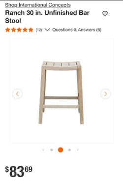 Ranch 30 in. Unfinished Bar Stool