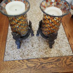 2 Candle Vases And Flower Vase