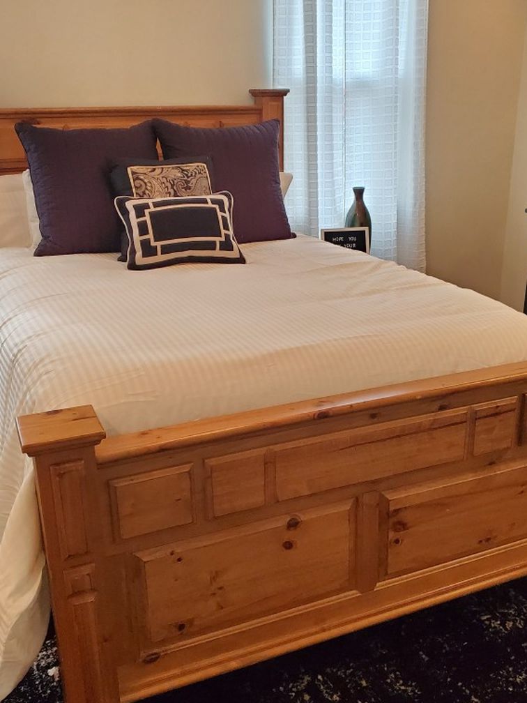 Solid Wood - Queen Bed Frame W/ Matching Night Stands