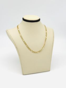 10K YELLOW GOLD FIGARO LINK CHAIN NECKLACE 5.60 GRAMS USED