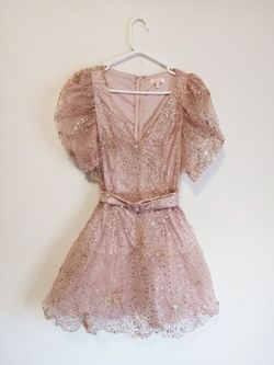 *RARE* WICKED GLINDA INSPIRED MIDI DRESS COSPLAY SPARKLY ROSE QUARTZ DRESS. SIZE: MEDIUM