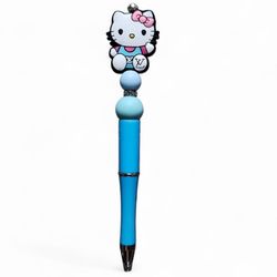 Hello Kitty Beaded Ballpoint Twist Pen White Topper White Blue