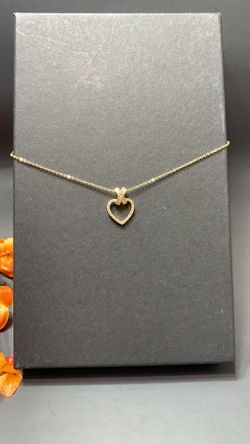 **NO FADE** Real Gold Plated Rhinestone Heart Pendant Necklace, Gold Color