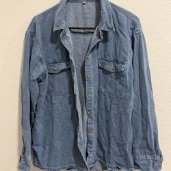 denim button-down shirt