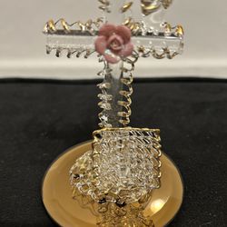 Spun Glass Figurine 24-Karat Gold Plated “ Cross”