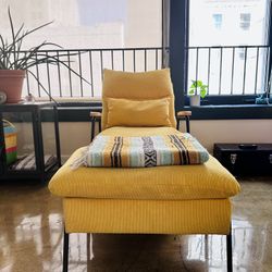 Yellow Lounge Chair with Ottoman