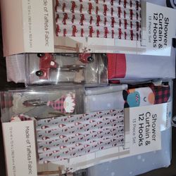 🆕️ GNOME SHOWER CURTAIN WOTH KNOME HOOKS OR TRUCK SHOWER CURTAIN WITH TRUCK HOOKS