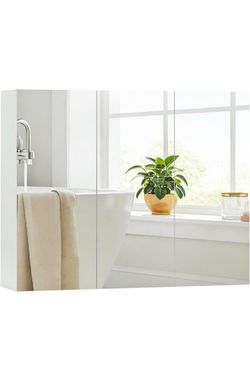 New in the box Frameless Bathroom Medicine Cabinet with Mirror 3-Door Wall-Mounted Storage Cabinet with Shelves, Recess or Surface Mount Optional(E618
