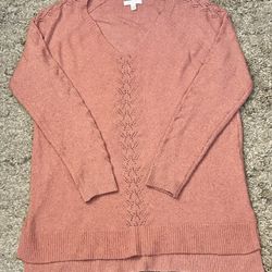 Lauren Conrad Kohl’s Women’s M Peach V-Neck Long Sleeve Sweater