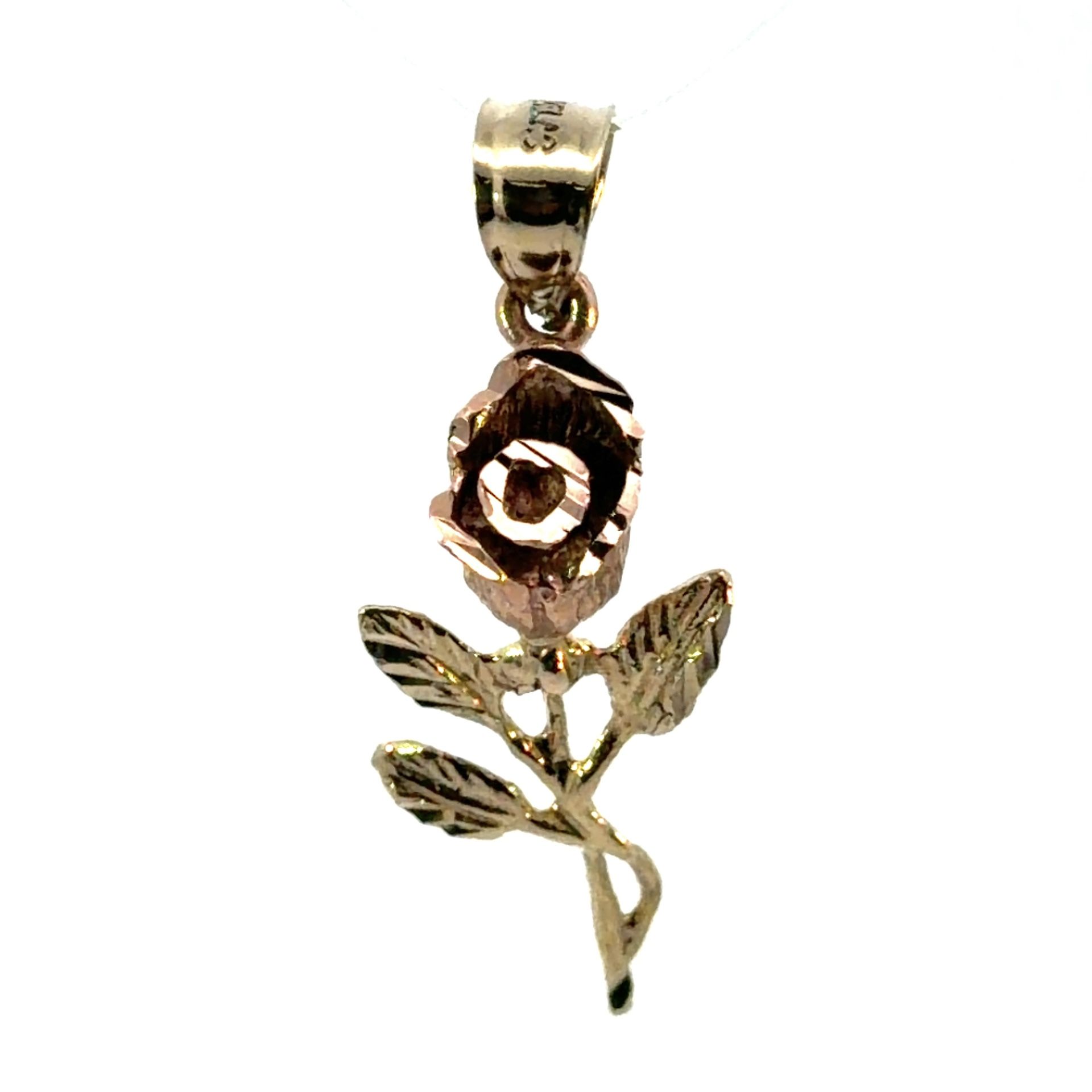 Woman’s Ladies 10k Two Toned Rose and Yellow Gold Rose Charm 1.5” Inch Pendant For Necklace GP3124752
