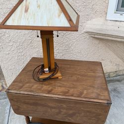 lamp with Wooden Cart 