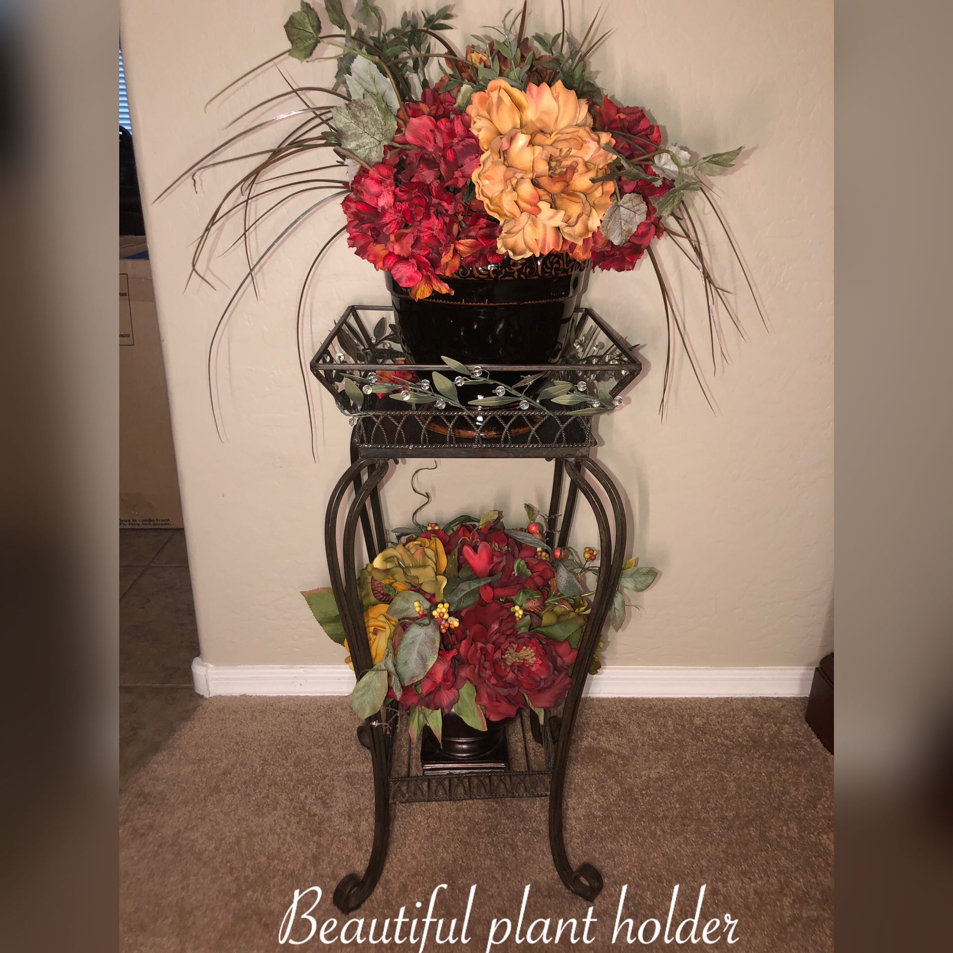 New beautiful plant holder with 2 beautiful flower arrangement $60