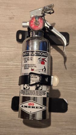 Amerex Model 1.4 lb 384TC Halotron chemical chrome fire extinguisher for auto boat car needs recharge