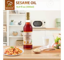 Sesame Oil, Toasted Sesame Seed Oil, 16.9 Fl Oz (500 ml), Nutty Flavor, Perfect for Asian Food, Noodles, Soup, Baking, and Stir-Fry