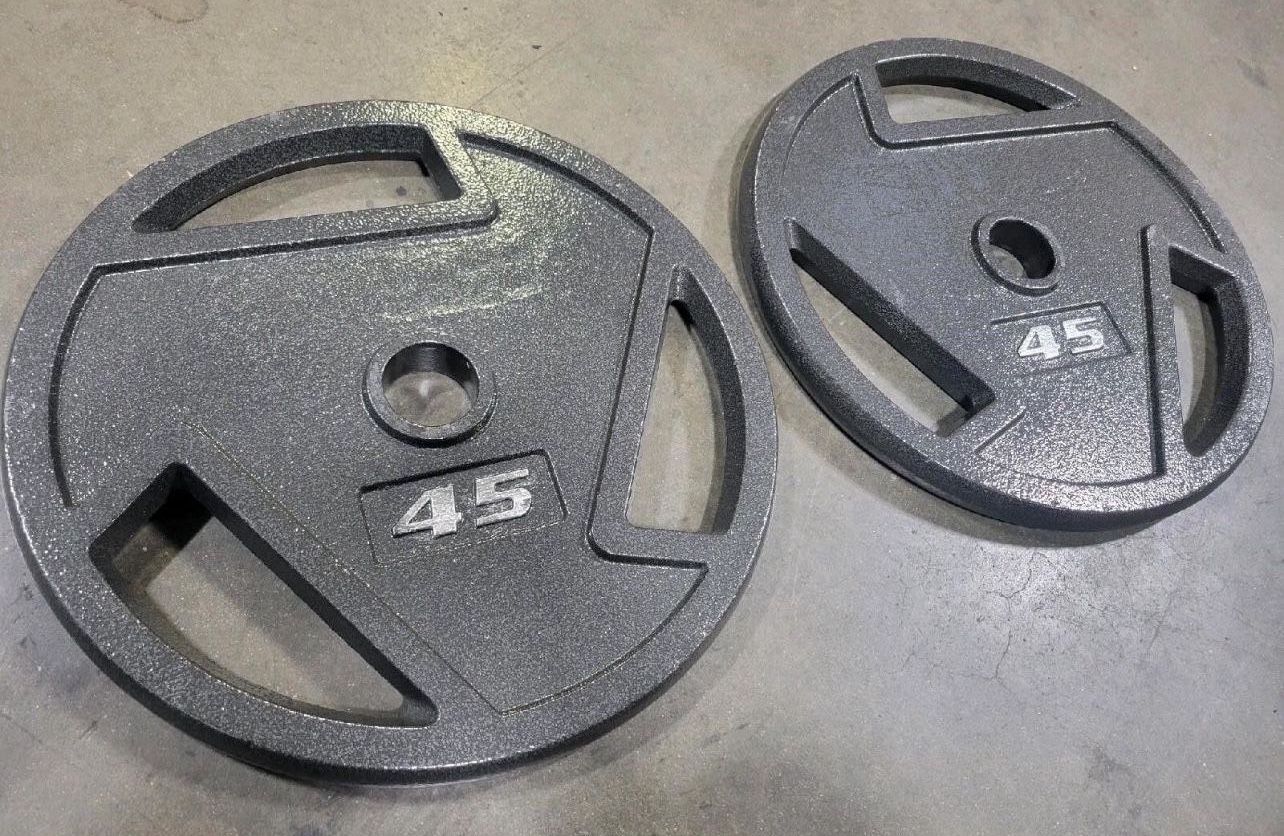 Set (two (2) Plates) Of 45 Pounds / bls Fitness Cast Iron Plate Weight Plate
