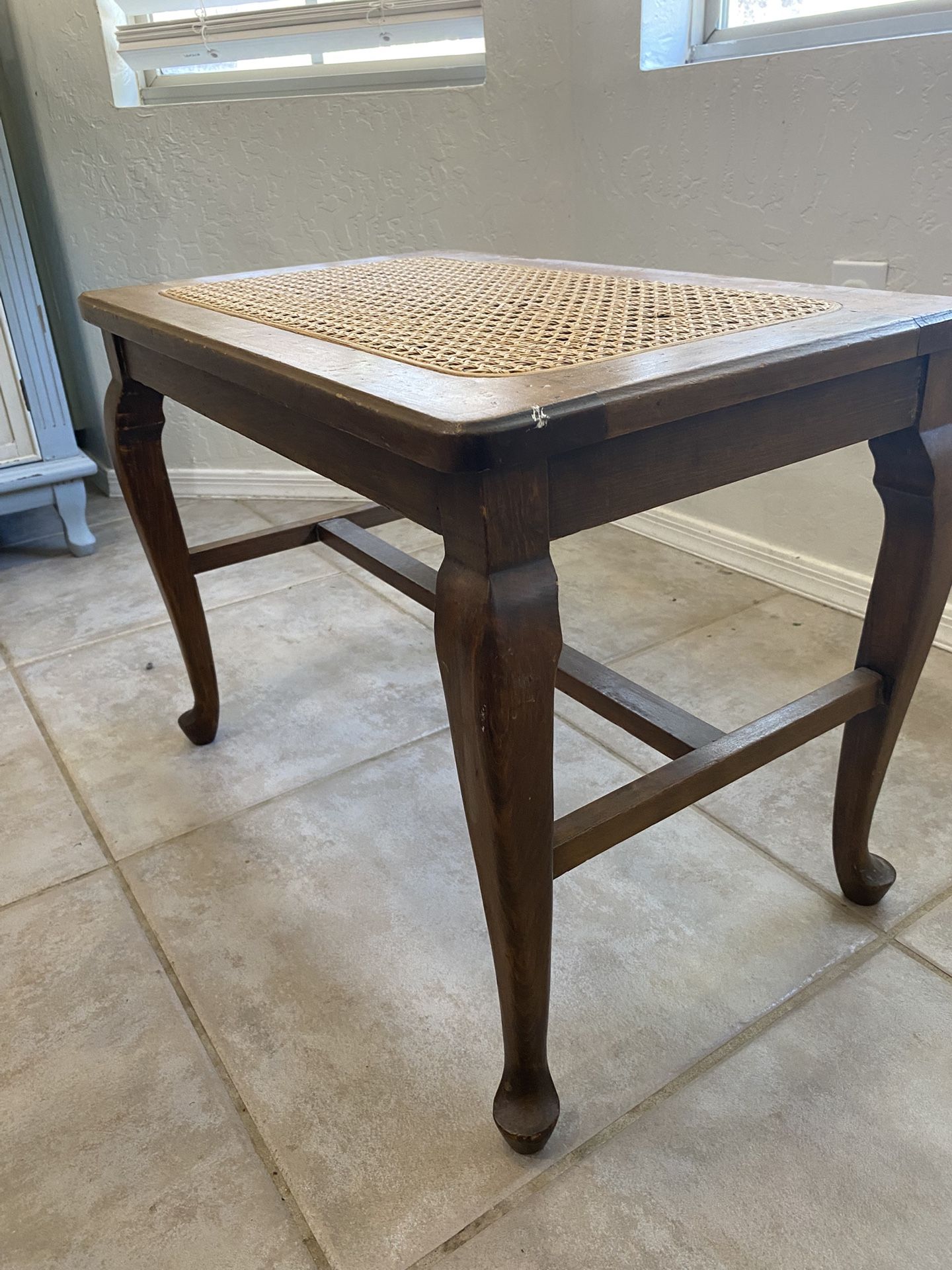 Antique Caned End Table