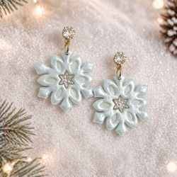 Snowflake Handmade Polymer Clay Earrings