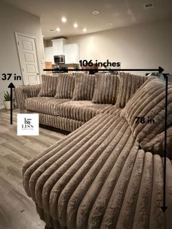 🛋️ NEW Gia Corduroy Sectional Sofa Mocha| 106" L-Shape | 2 Colors | 🚚 FREE Delivery | Best Price!