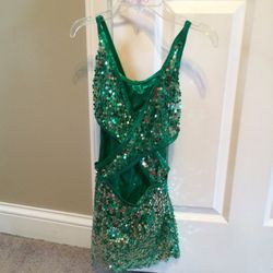 Green sequined ice skating dress