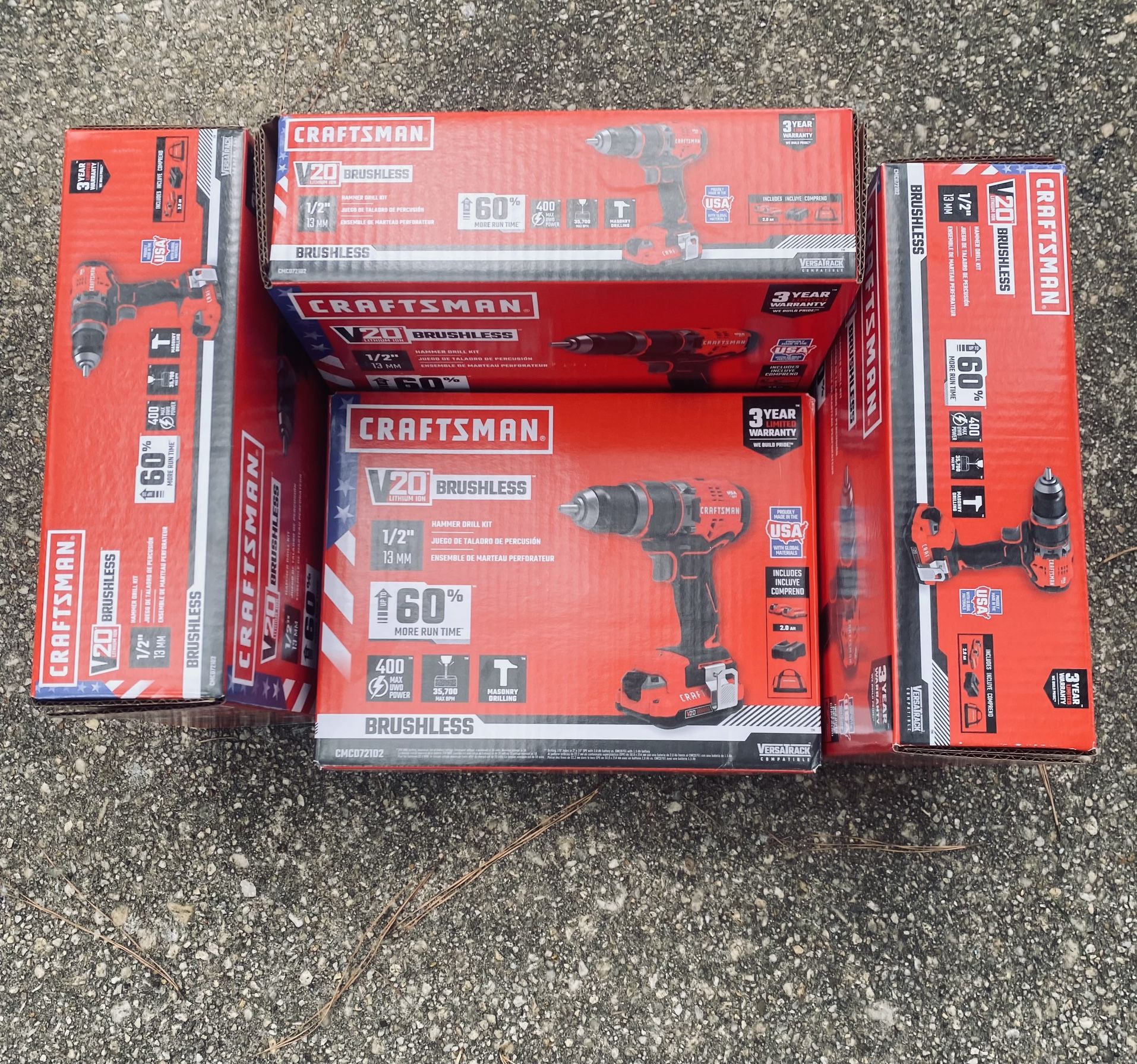 Craftsman V20 1/2-in Max Variable Speed Brushless Cordless Hammer Drill (2 Batteries and Charger)