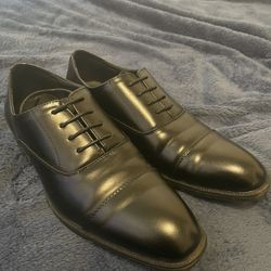 Men’s Black Cap Toe Oxford Dress Shoes Size 11 – Royal Shoes MARK-01 Formal Lace-Up