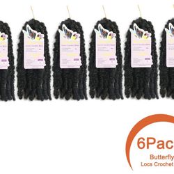Packs Soft Butterfly Locs Crochet Hair 12inch Handmade Butterfly Locs Faux Crochet Braids Hair Synthetic Crochet Twist Braiding Hair （12inch,1B#）