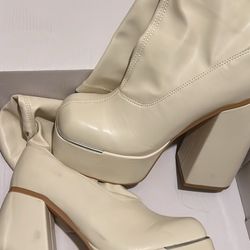 off white/cream platform boots 7-7.5