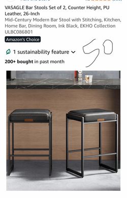 26-Inch Counter Height Bar Stools Set of 2