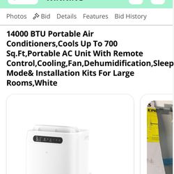 Smart 14000 BTU portable air condition/fan/dehumidifier