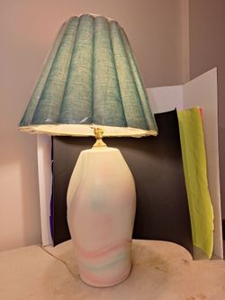 Two Ceramic Table Lamp with Teal Shade-$60
