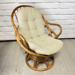 Vintage Boho Rattan Swivel Chair
