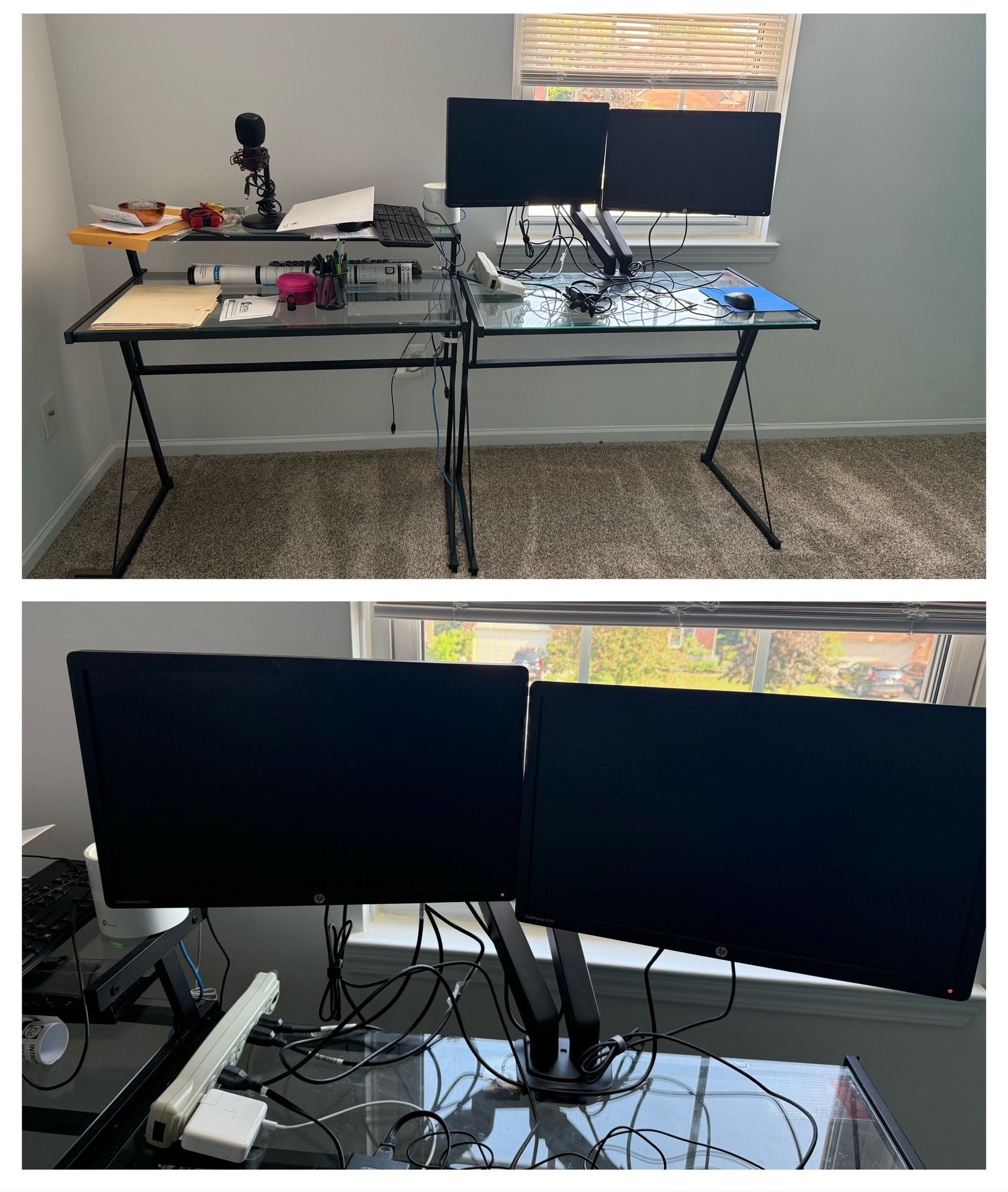2 HP monitors and one Dual Monitor Mount Stand