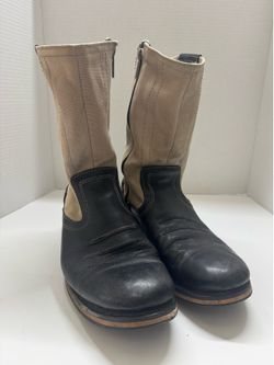 Harley-Davidson Black & Beige Leather Canvas Motorcycle Riding Boots - Size 11