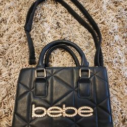 Pre-owned Bebe Small Satchel Handbag Woman's Purse Crossbody Bag Quilted Nice Condition